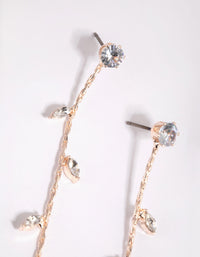 Rose Gold Diamante Leaf Drop Earrings - link has visual effect only