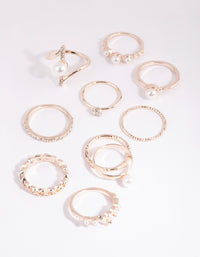 Rose Gold Statement Pearl Ring Pack - link has visual effect only