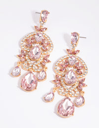 Gold & Blush Diamante Drop Earrings - link has visual effect only