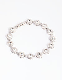 Silver Diamond Simulant Halo Station Bracelet - link has visual effect only