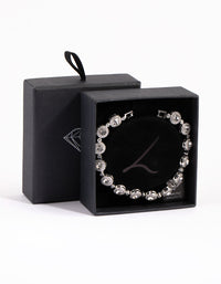 Silver Diamond Simulant Halo Station Bracelet - link has visual effect only