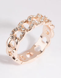 Rose Gold Diamante Link Ring - link has visual effect only