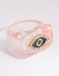 Pink Evil Eye Plastic Ring - link has visual effect only