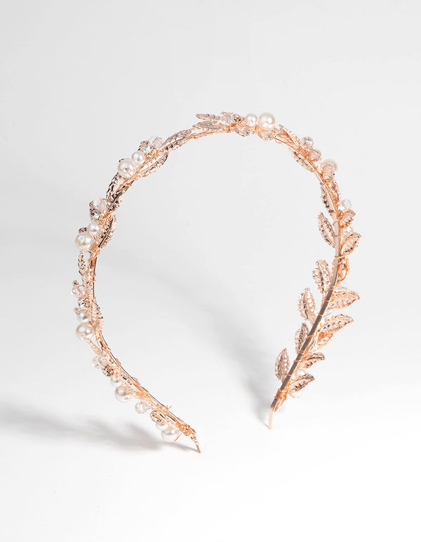 Rose Gold Vine & Pearl Alice Band