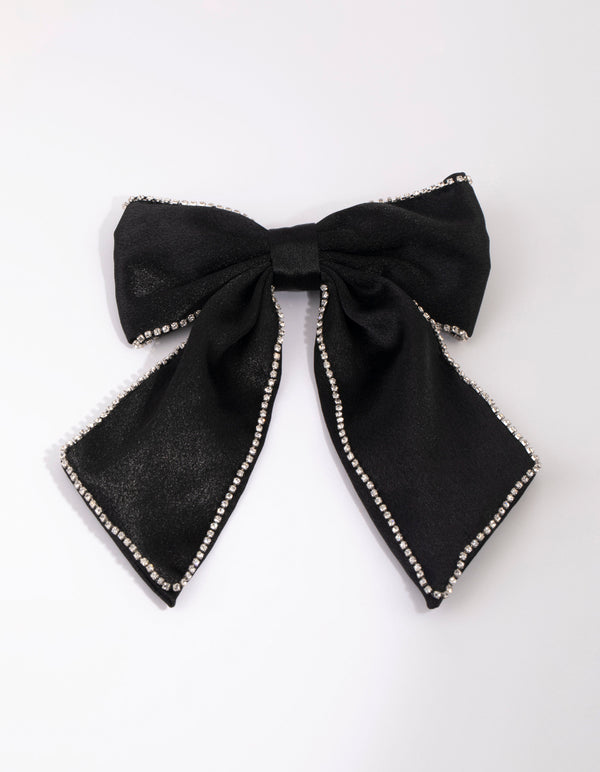 Black Diamante Bow Clip