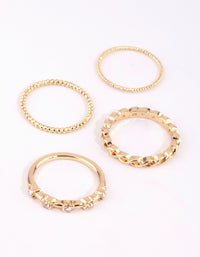 Gold Plated Diamante Ring Pack - link has visual effect only