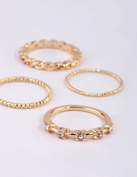 Gold Plated Diamante Ring Pack - link has visual effect only