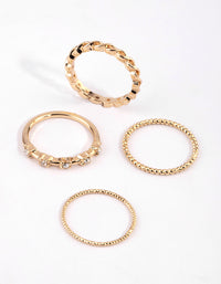 Gold Plated Diamante Ring Pack - link has visual effect only