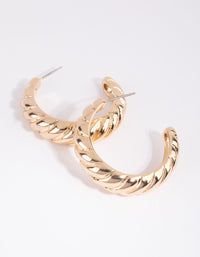 Gold Croissant Twist Hoop Earrings - link has visual effect only