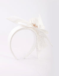 White Bow Pearl & Veil Headband - link has visual effect only