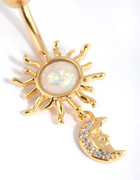 Gold Surgical Steel Sun & Moon Belly Bar - link has visual effect only