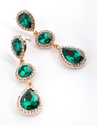 Green Diamante Circle & Teardrop Earrings - link has visual effect only