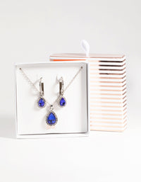 Silver Sapphire Necklace & Earring Set - link has visual effect only