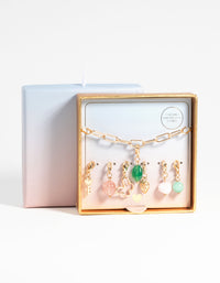 Gold Semi-Precious Charm Bracelet Set - link has visual effect only