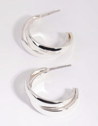 Silver Smooth Double Hoop Earrings - link has visual effect only