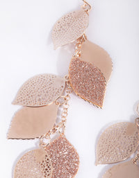 Rose Gold Glitter Leaf Cluster Earrings - link has visual effect only