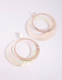 Gold Two Tone Shell Drop Earrings - link has visual effect only