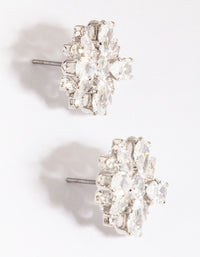 Silver Cubic Zirconia Flower Stud Earrings - link has visual effect only