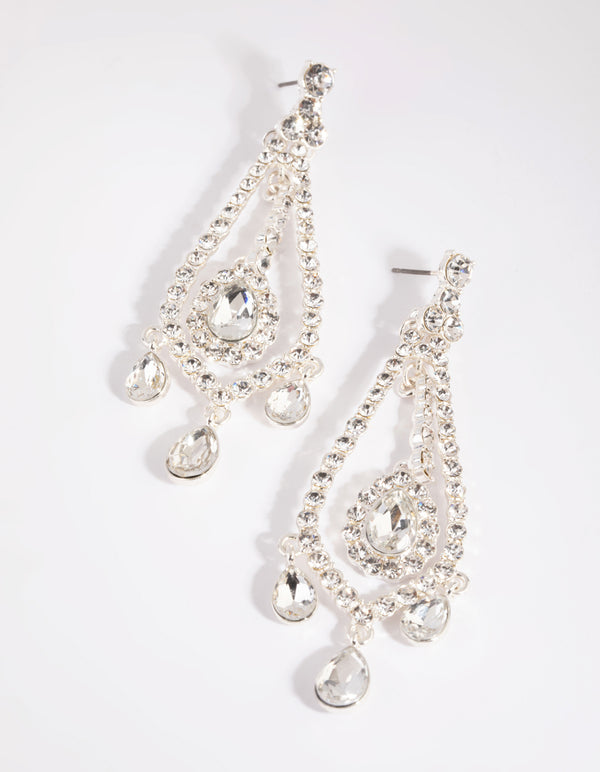 Silver Statement Teardrop Earrings