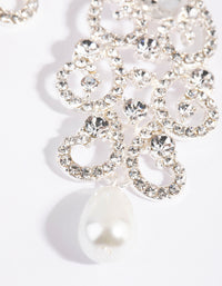 Silver Statement Diamante & Pearl Drop Earrings - link has visual effect only