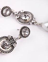 Silver Diamante & Pearl Drop Earrings - link has visual effect only