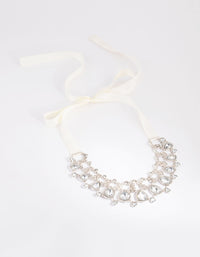 Antique Silver Diamante Ribbon Necklace - link has visual effect only