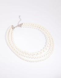 Silver Graduated Pearl Layered Necklace - link has visual effect only