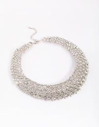 Silver Graduated Diamante Collar Necklace - link has visual effect only