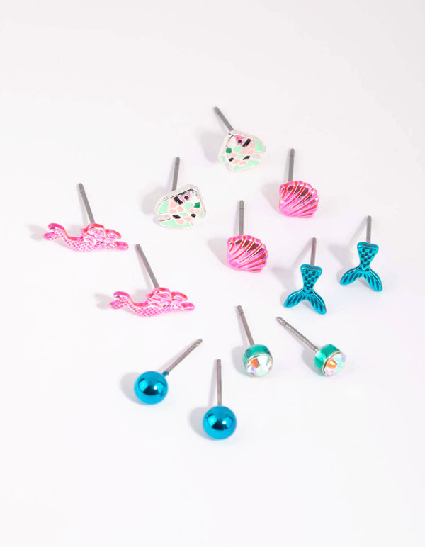 Kids Mermaid Stud Earring 6-Pack