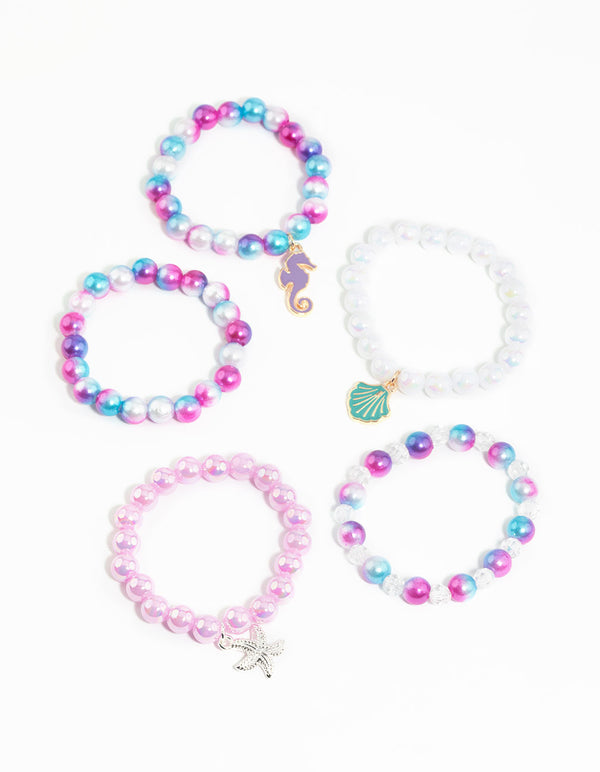 Kids Seaside Ombre Charm Stretch Bracelet 5-Pack