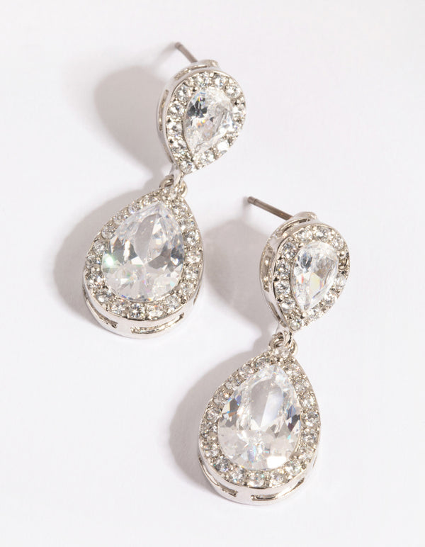 Silver Cubic Zirconia Angelina Drop Earrings