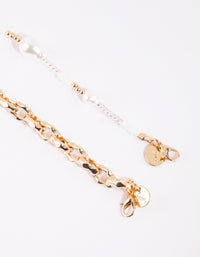 Gold & White Pearl Chain Fob Necklace - link has visual effect only