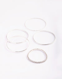 Silver Diamante Bangle 5-Pack - link has visual effect only