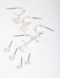 Silver Mixed Stone Stack Pack Earrings - link has visual effect only