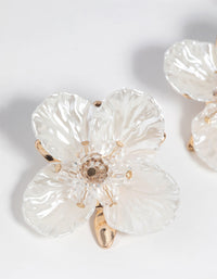 Gold Large Pearlised Flower Earrings - link has visual effect only