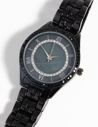 Black Diamante Link Watch - link has visual effect only