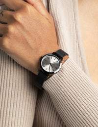 Gunmetal Round Metal Mesh Watch - link has visual effect only