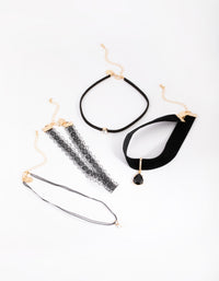 Gold Lace & Teardrop Choker 4-Pack - link has visual effect only