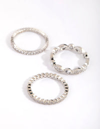 Silver Oval & Circle Cubic Zirconia Ring Pack - link has visual effect only