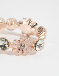 Rose Gold Flower & Diamante Ring - link has visual effect only