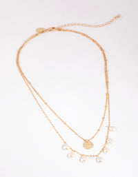 Gold Pearl Droplet Layered Necklace - link has visual effect only