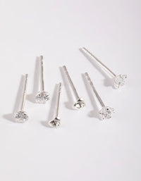 Sterling Silver Diamante Stud Earring Pack - link has visual effect only