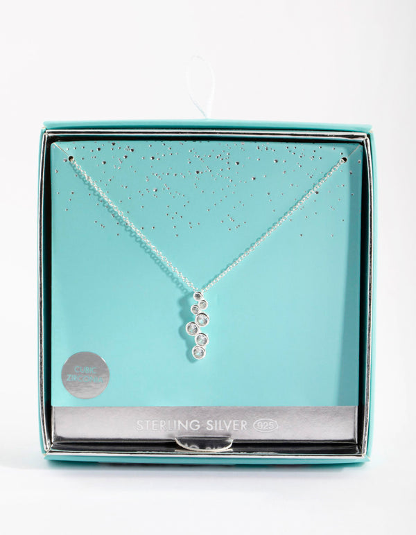 Sterling Silver Diamante Drop Necklace