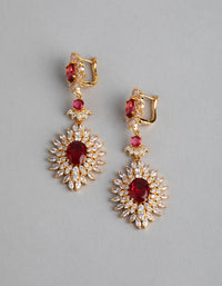 Gold Cubic Zirconia Lotus Drop Earrings - link has visual effect only