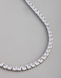 Silver Cubic Zirconia Statement Square Necklace - link has visual effect only