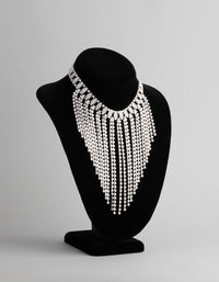 Silver Cubic Zirconia Short Curtain Choker - link has visual effect only