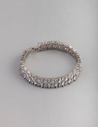 Silver Cubic Zirconia Oval Bracelet - link has visual effect only