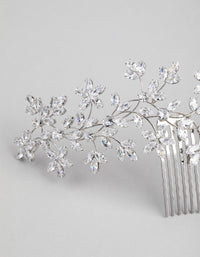 Rhodium Cubic Zirconia Flower Garden Comb - link has visual effect only