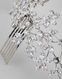 Rhodium Cubic Zirconia Flower Garden Comb - link has visual effect only