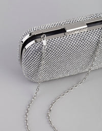 Silver Diamante Rounded Rectangular Clutch - link has visual effect only